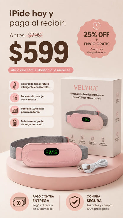 Velyra™ | Almohadilla Térmica Inteligente para Cólicos Menstruales