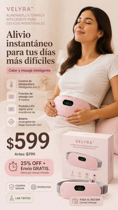 VELYRA™ Almohadilla Térmica Inteligente para Cólicos Menstruales