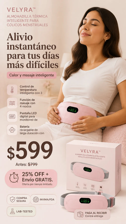 VELYRA™ Almohadilla Térmica Inteligente para Cólicos Menstruales