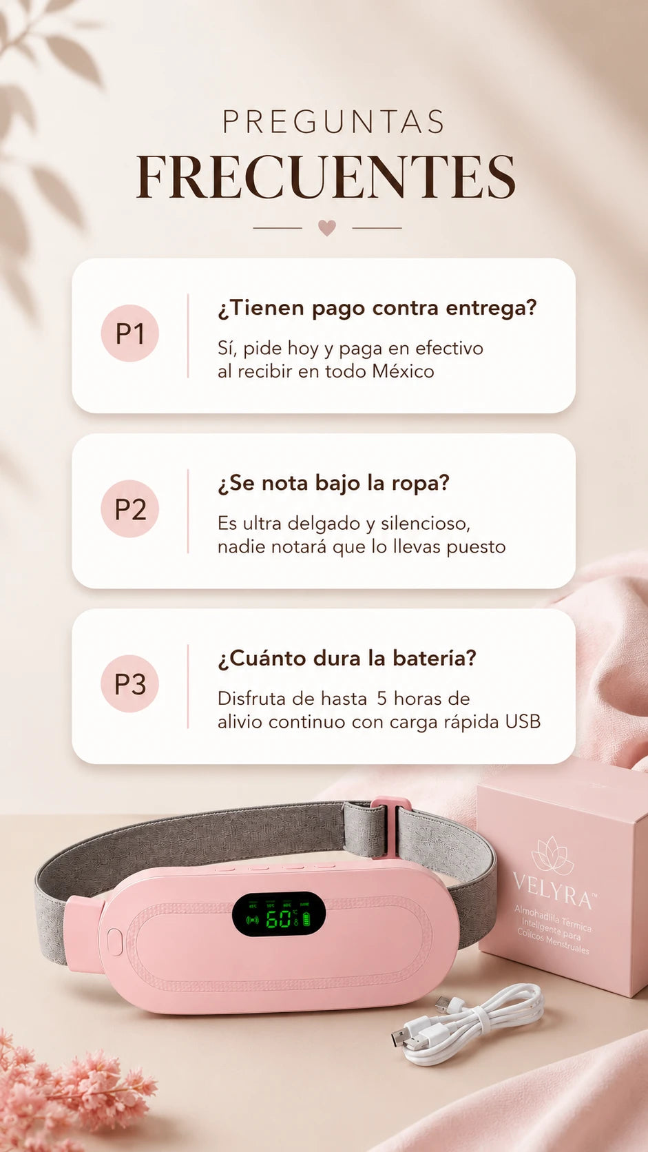 Velyra™ | Almohadilla Térmica Inteligente para Cólicos Menstruales